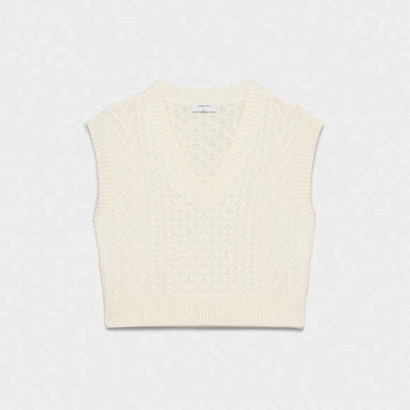 Aritzia Babaton Emporia Cable-knit Merino Wool Sweater Vest L NWOT - Picture 4 of 8